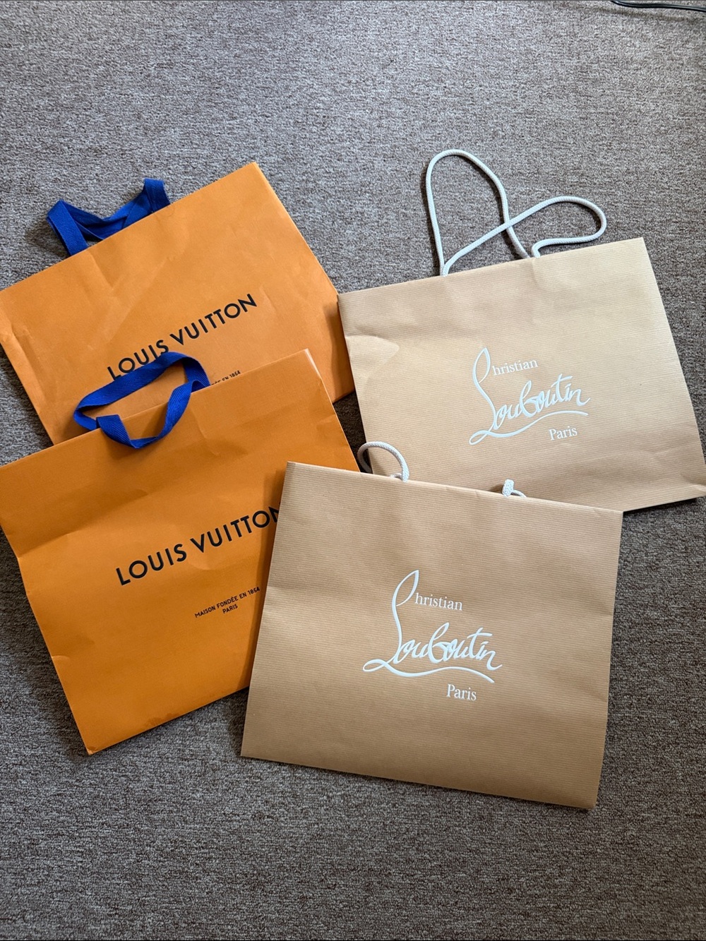 Luxury Designer Shopping Bags - Orange and Tan Set